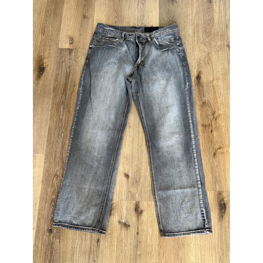 TK Axel Y2K Relaxed Straight Jeans Men 36x32 Gray Faded Cotton Denim